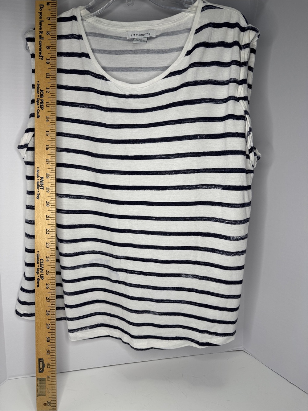 Liz Claiborne White and Navy Striped Sleeveless Tank - Picture 2 of 5